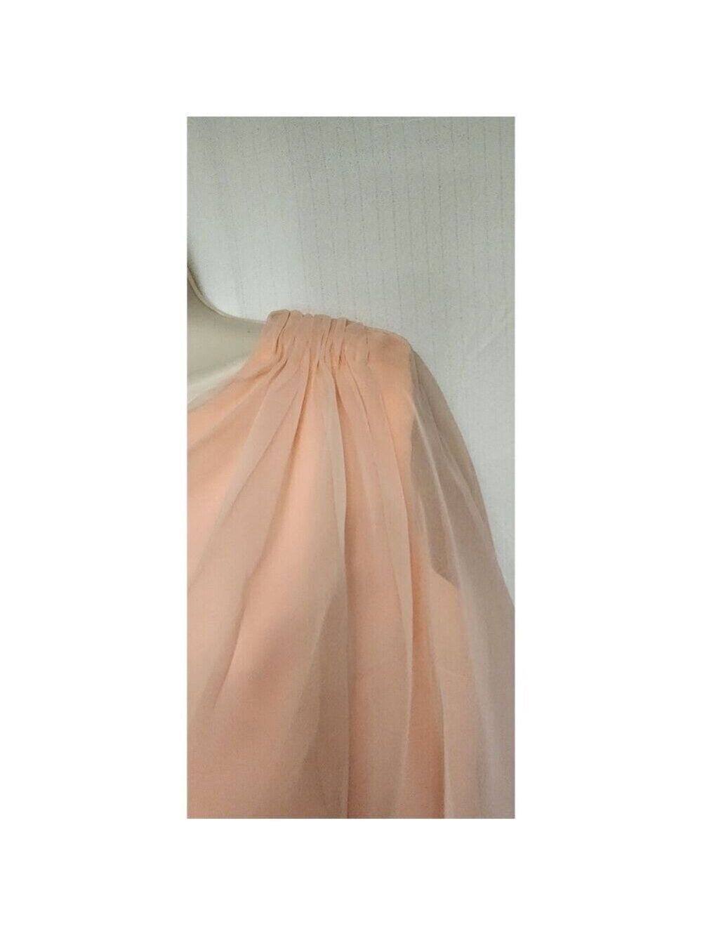 Vintage 70s Peach Formal Gown Maxi A-Line Chiffon Dress Size 14 - Picture 5 of 7